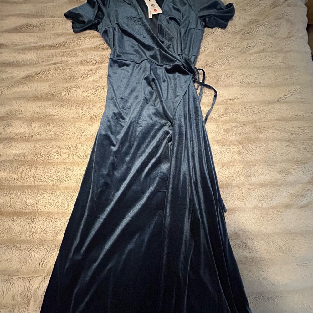 Elegant Blue Wrap Dress